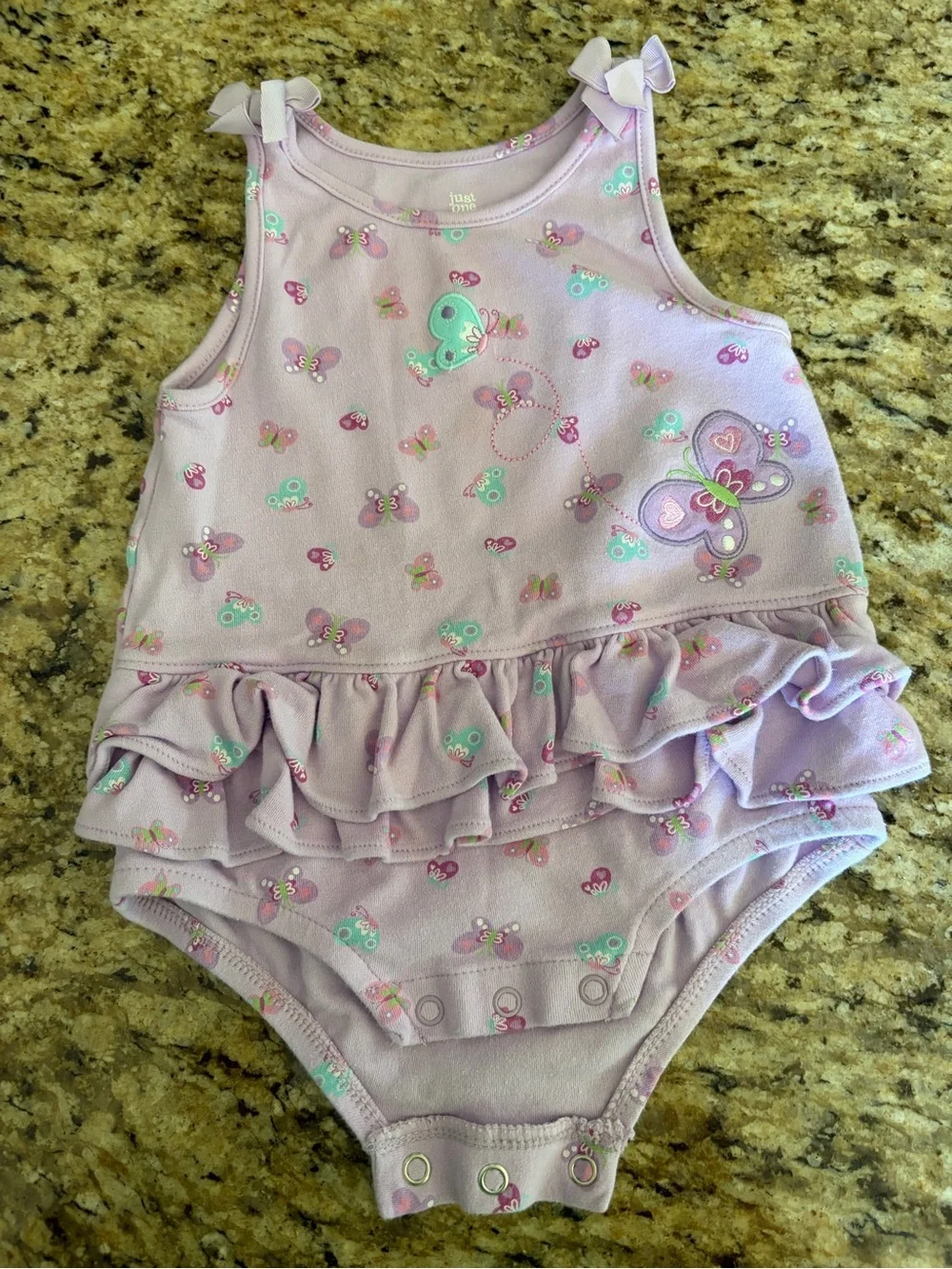 Lilac Butterfly Ruffle Baby One-Piece Bodysuit
